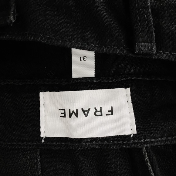 Frame Ali Wide Leg Crop Button Fly Black Jeans 31 - Picture 6 of 11